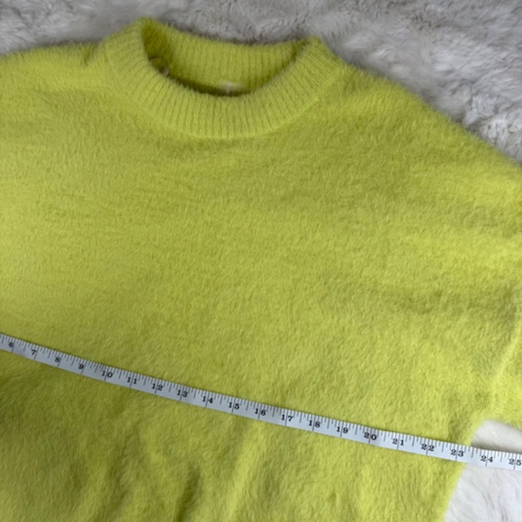 Calia by Carrie Underwood Sweater Fuzzy Eyelash Crewneck Neon Yellow Women's M - Picture 5 of 8